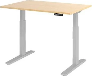 Hammerbacher Ergonomic Aktiv XMKA12 elektrisch höhenverstellbarer Sitz-Steh-Schreibtisch 120x80cm Ahorn/silber