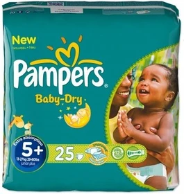 Pampers Baby-Dry Gr.5+ Einwegwindel, 13-27kg, 25 Stück