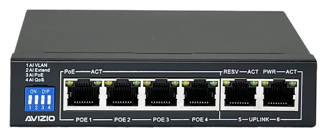 Avizio SU Desktop Gigabit Switch, 6x RJ-45, 60W PoE+