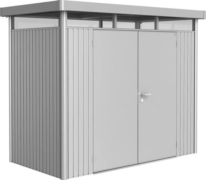 Biohort HighLine H1 Gerätehaus mit Doppeltür silber-metallic