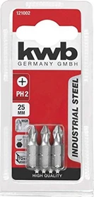 kwb Industrial Steel Kreuzschlitz Bit 1/4", PH2x25mm, 3 Stück