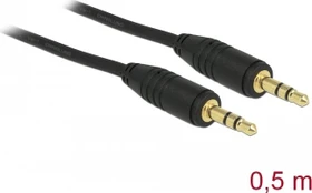 DeLOCK Klinkenkabel 3-Pin Stereo, 3.5mm Stecker auf 3.5mm Stecker, schwarz, 0.5m