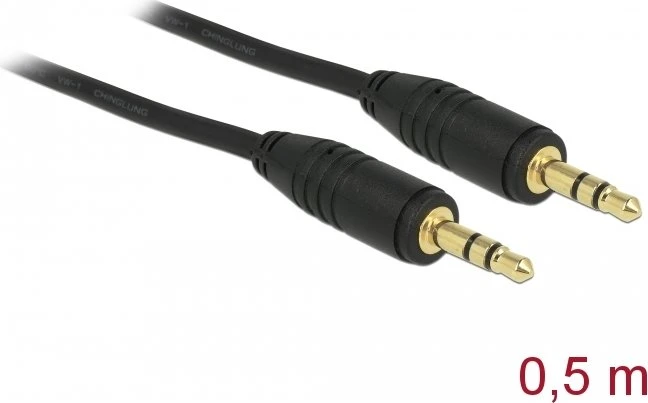 DeLOCK Klinkenkabel 3-Pin Stereo, 3.5mm Stecker auf 3.5mm Stecker, schwarz, 0.5m