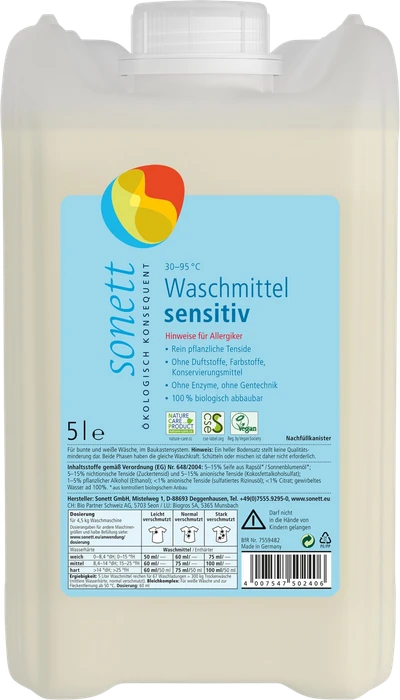 Sonett Flüssigwaschmittel Sensitiv, 67 Waschladungen