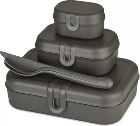 koziol Pascal Ready Lunchbox und Besteck Geschirrset nature ash grey