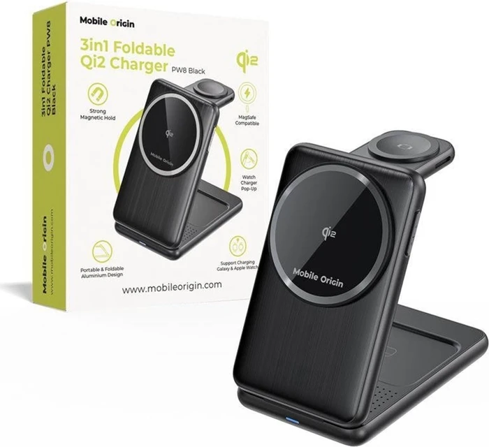 Mobile Origin 3in1 Foldable Qi2 Charger PW8 schwarz