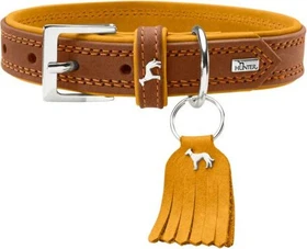 Hunter Lucca Hundehalsband, Leder, weich, robust, modern, 50 S-M/senf, braun