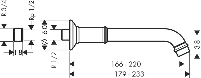 Hansgrohe Axor Montreux Wanneneinlauf chrom
