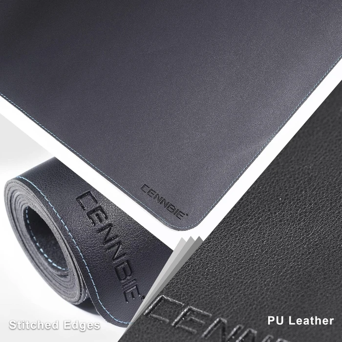 Cennbie Schreibtischunterlage Leder, Mauspad XXL, 1500x400mm, schwarz
