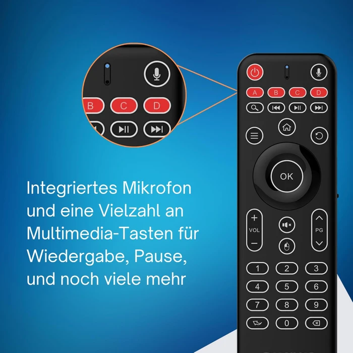 Orbsmart AM-1 Pro Airmouse Fernbedienung mit Mini-Tastatur, DE, USB-A