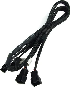 Phobya 3-Pin auf 4x 3-Pin Verteiler, sleeved, 60cm, schwarz