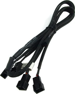 Phobya 3-Pin auf 4x 3-Pin Verteiler, sleeved, 60cm, schwarz