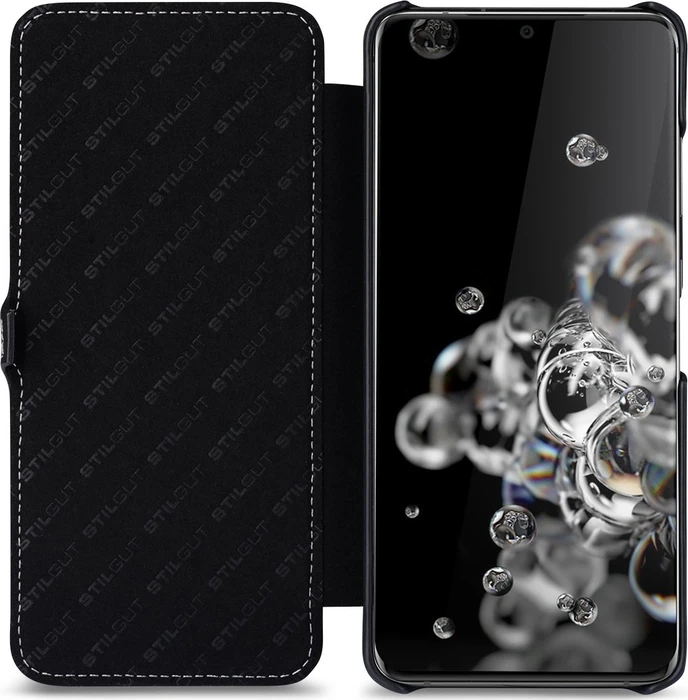 Stilgut Book Type Leather Case Clip für Samsung Galaxy S20 Ultra schwarz