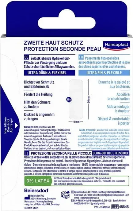 Hansaplast Zweite Haut Schutz Pflaster klein, 1.9 x 6cm, 10 Stück