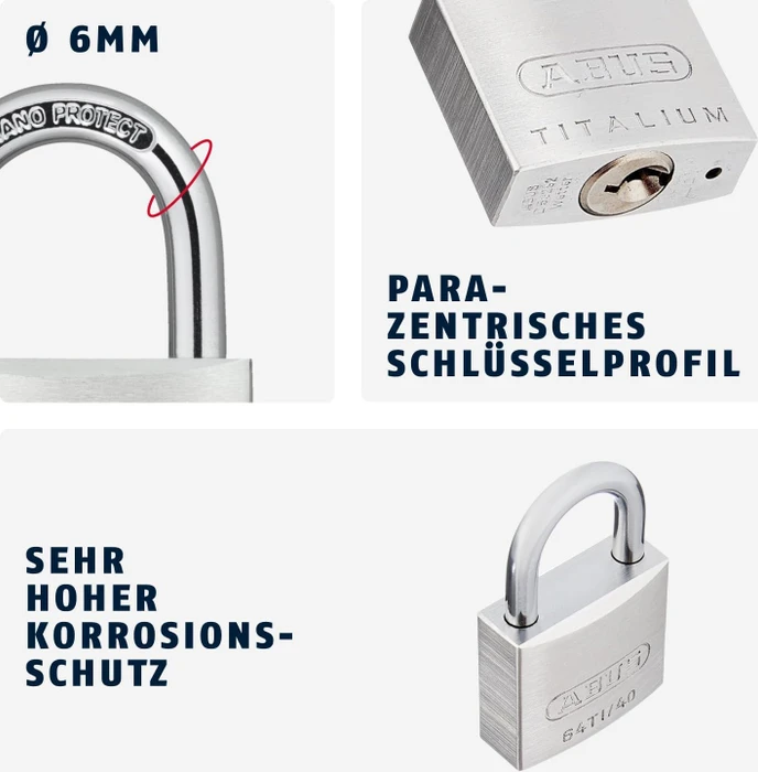 ABUS 64 Titalium 64TI/40, gleichschließend, Vorhängeschloss