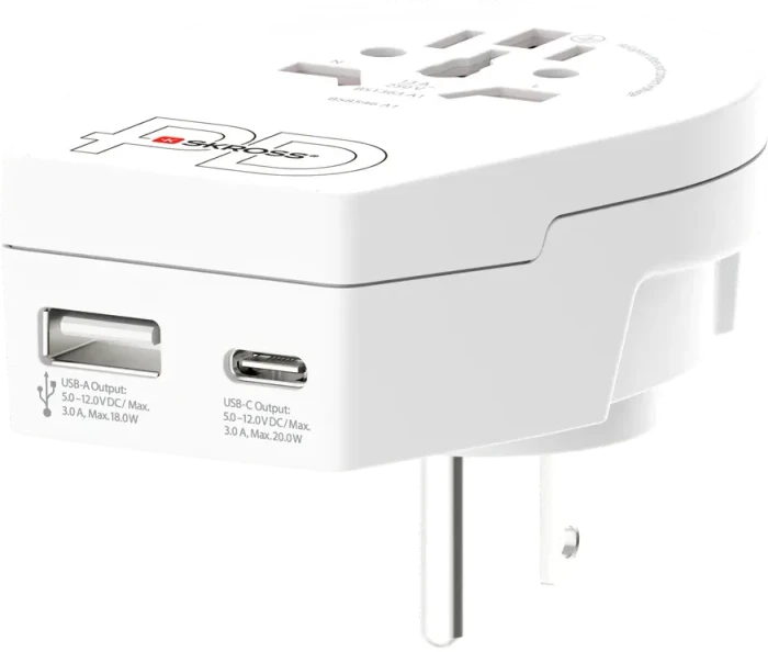 Skross World to USA USB AC20PD, 1x USB-A, 1x USB-C