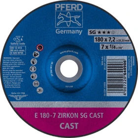 Pferd E 180-7 ZIRKON SG CAST Schleifscheibe, 180x7.2x22.23mm, 10 Stück