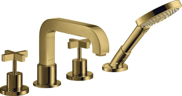 Hansgrohe Axor Citterio 4-Loch Wannenkombination mit Kreuzgriff polished goldoptik