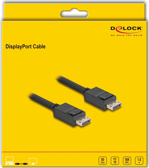 DeLOCK DisplayPort 2.1 Kabel DP80 schwarz, 1.80m