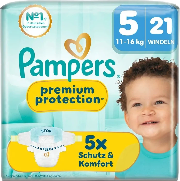 Pampers Premium Protection Gr.5 Einwegwindel, 11-16kg, 21 Stück