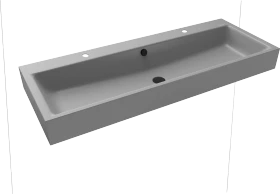 Kaldewei Puro Wand-Doppelwaschtisch 120x46cm mit Überlauf, 2x1 Hahnlochbohrung, Perl-Effekt, cool grey 30
