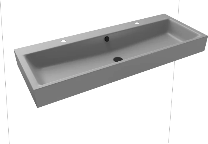 Kaldewei Puro Wand-Doppelwaschtisch 120x46cm mit Überlauf, 2x1 Hahnlochbohrung, Perl-Effekt, cool grey 30