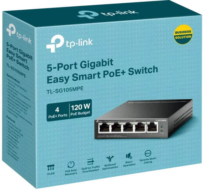 TP-Link TL-SG105MPE Desktop Gigabit Smart Switch, 5x RJ-45, 120W PoE+