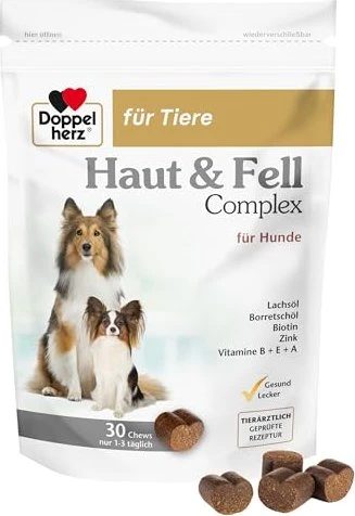 Doppelherz für Tiere Haut & Fell für Hunde Chews, 30 Stück