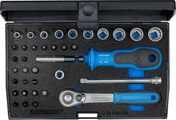 Gedore D 20 KMU-20 Bitset/Steckschlüsselsatz inkl. Werkzeugbox, 37-tlg.