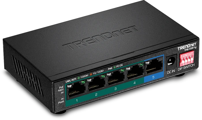 TRENDnet TPE-TG Desktop Gigabit Switch, 5x RJ-45, 60W PoE+