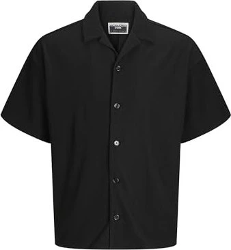 Jack & Jones Wide Fit Hemd kurzarm schwarz (Herren)