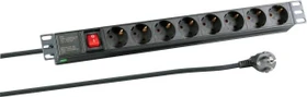 EFB Elektronik 19" Rackmount Kunststoff Steckdosenleiste, 1HE, 8-fach, 250V, schwarz, 2m
