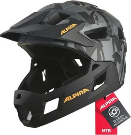 Alpina Rupi Fullface-Kinderhelm black/camo orange matt