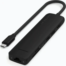 Satechi 7-in-1 Slim Multiport Adapter, schwarz, USB-C 3.1 [Stecker] (ST-P7SK)