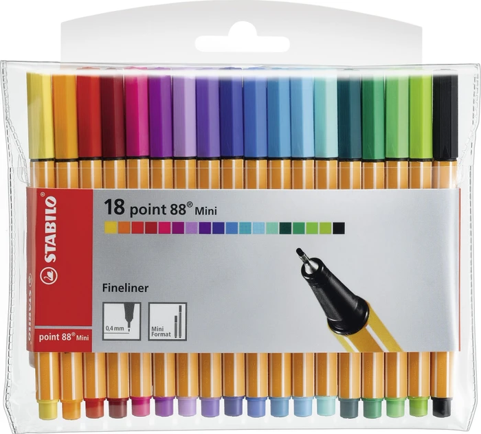 STABILO point 88 mini sortiert, 18er-Set, Etui