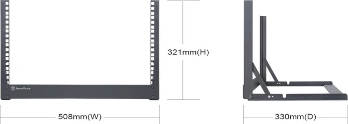 SilverStone 19" Open Frame Rack, RK06U-OF 6HE, Universalgestell, schwarz, 330mm tief