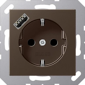 Jung SCHUKO Steckdose mit USB-Ladegerät, mokka