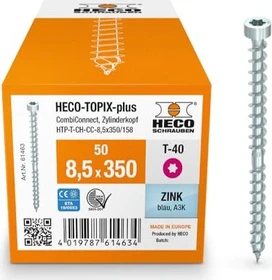 HECO TOPIX-plus verzinkt blau CombiConnect Torx T40 Holzschraube, 8.5x350mm, 100 Stück