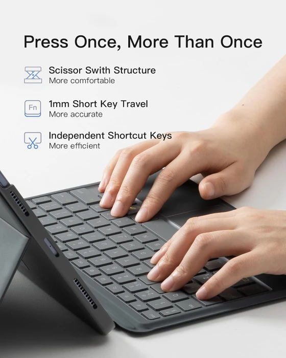 Inateck ACE Touch Tastaturhülle für iPad Pro 11" (M4), grau, UK