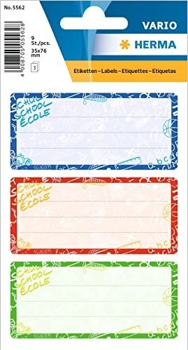 Herma Buchetiketten Schoolydoo, 76x35mm, mehrfarbig, 3 Blatt (9 Etiketten)