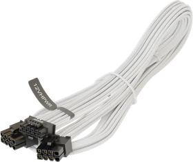 Seasonic 12VHPWR Cable, 600W PCIe 5.0 12VHPWR, 2x 8-Pin PCIe Stecker auf 16-Pin PCIe 5.0 12VHPWR Stecker, Adapterkabel, weiß, 75cm