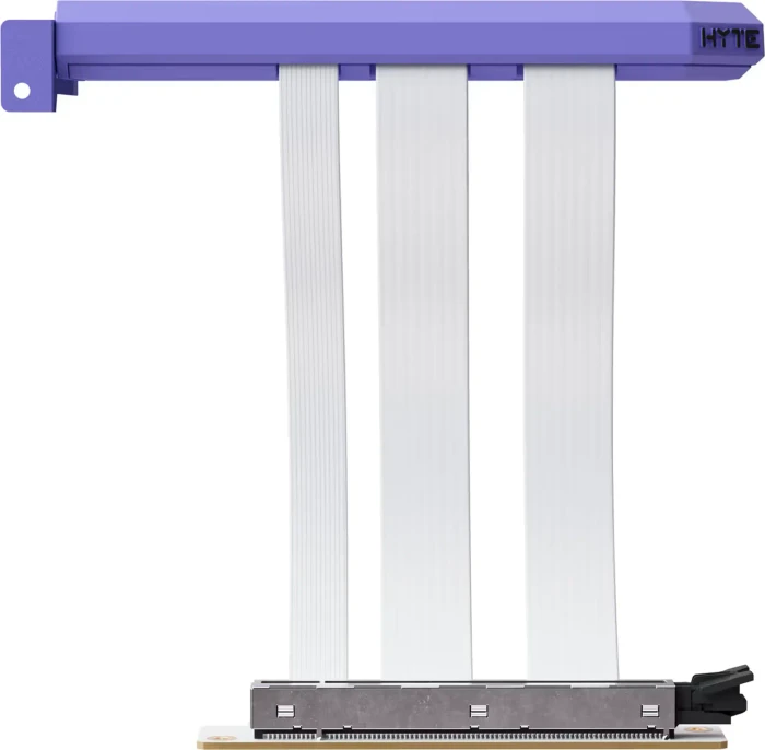 Hyte Hyper Riser Kabel, gewinkelt, PCIe 5.0, 200mm, violett/weiß