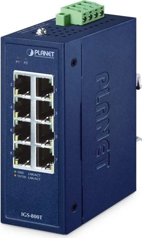 Planet IGS-800T Industrial Railmount Gigabit Switch, 8x RJ-45