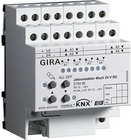Gira KNX Jalousieaktor 4-fach 24V, 6A, 4TE REG, Schaltaktor (2154 00)