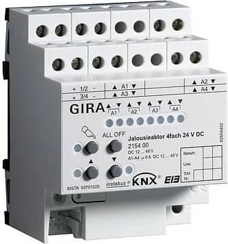 Gira KNX Jalousieaktor 4-fach 24V, 6A, 4TE REG, Schaltaktor