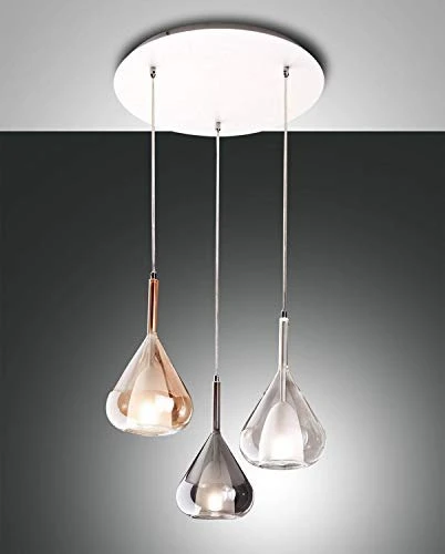 Fabas Luce Lila Pendelleuchte rund 3-flammig grau