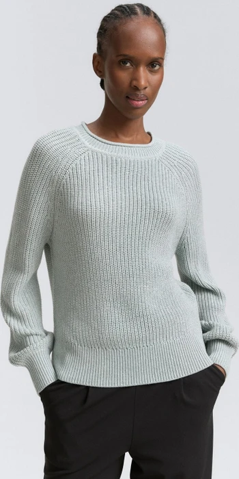 Tom Tailor Strickpullover mit leichten Ballonärmeln Strickpullover silver cloud blue melange (Damen)
