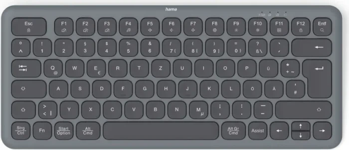 Hama WK-500 kompakte Multi-Device-Tastatur, dunkelgrau/schwarz, USB/Bluetooth, DE