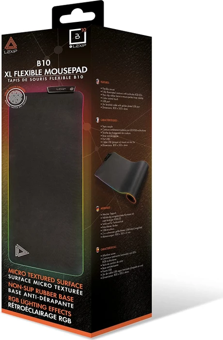 Lexip B10 XL Flexible RGB Gaming-Mauspad, 800x300mm, schwarz