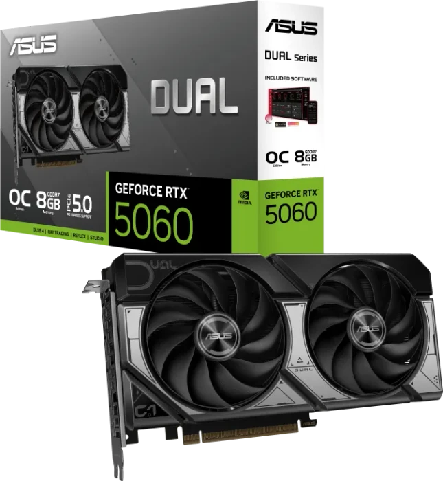 ASUS Dual GeForce RTX 5060 OC, DUAL-RTX5060-O8G, 8GB GDDR7, HDMI, 3x DP